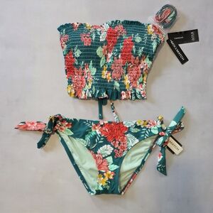 ana Women's Swimsuit Top Bottom Set TEAL MULTI JCPenney Size Small NEW Tags NWT